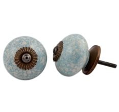 Turquoise Cream Crackle Drawer Knob